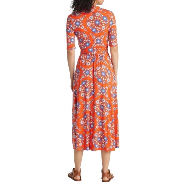 Boden Lavina Jersey Wrap in Papaya Wildflower Prarie Dress Women 6 Petite - Picture 4 of 16